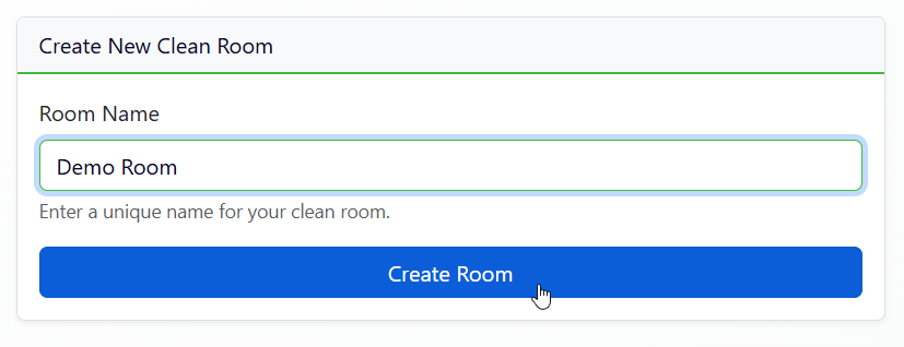 Room creation form